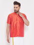 Men's Red Silk Blend Ethnic Shirt